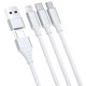 3mk Hyper Cable 3in1 USB-A - USB-C / USB-C - micro USB - Lightning 1.5m - white