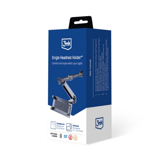 3mk Single Headrest Car phone holder for a single headrest - black