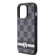 DKNY Leather Checkered Mono Pattern & Printed Stripes iPhone 14 Pro Case - Black