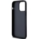 DKNY Leather Mono Stripe & Metal Logo case for iPhone 14 Pro - black