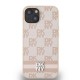 DKNY Leather Checkered Mono Pattern & Printed Stripes case for iPhone 15 / 14 / 13 - pink
