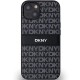 DKNY Leather Mono Stripe & Metal Logo Case for iPhone 15/14/13 - Black