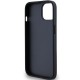 DKNY Leather Mono Stripe & Metal Logo Case for iPhone 15/14/13 - Black