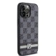 DKNY Leather Checkered Mono Pattern & Printed Stripes Case for iPhone 14 Pro Max - Black