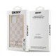DKNY Leather Checkered Mono Pattern & Printed Stripes case for iPhone 14 Pro Max - pink