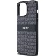 DKNY Leather Mono Stripe & Metal Logo case for iPhone 14 Pro Max - black