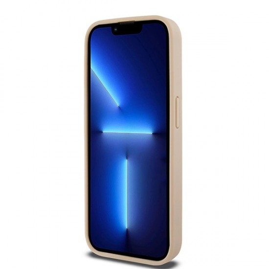 DKNY Leather Checkered Mono Pattern & Printed Stripes case for iPhone 15 Pro - pink