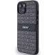 DKNY Leather Mono Stripe & Metal Logo Case for iPhone 15 Plus / 14 Plus - Black