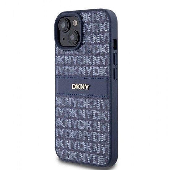 DKNY Leather Mono Stripe & Metal Logo case for iPhone 15 / 14 / 13 - blue