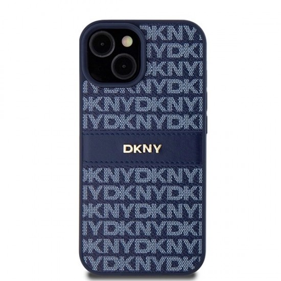DKNY Leather Mono Stripe & Metal Logo case for iPhone 15 / 14 / 13 - blue