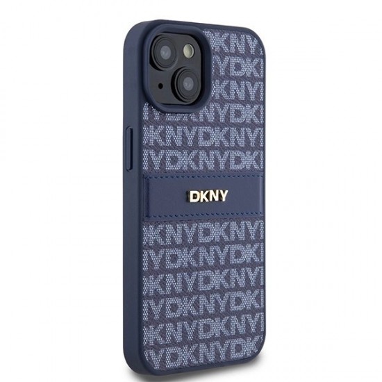 DKNY Leather Mono Stripe & Metal Logo case for iPhone 15 / 14 / 13 - blue