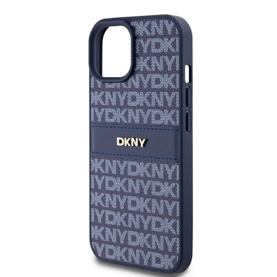 DKNY Leather Mono Stripe & Metal Logo case for iPhone 15 / 14 / 13 - blue