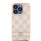 DKNY Leather Checkered Mono Pattern & Printed Stripes case for iPhone 15 Pro Max - pink