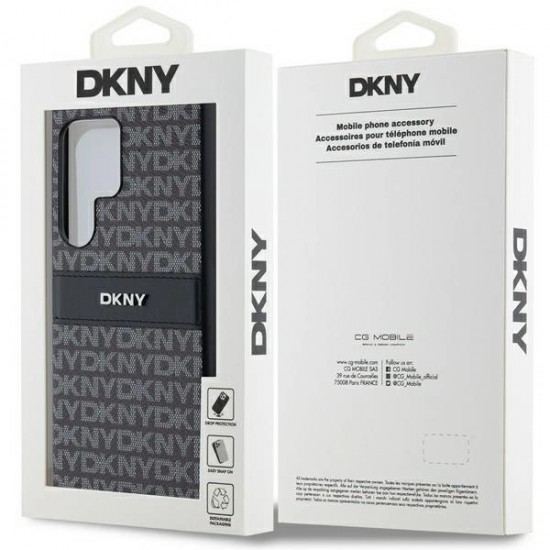 DKNY Leather Mono Stripe & Metal Logo case for Samsung Galaxy S24 Ultra - black