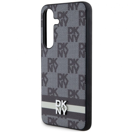 DKNY Leather Checkered Mono Pattern & Printed Stripes case for Samsung Galaxy S24+ - black