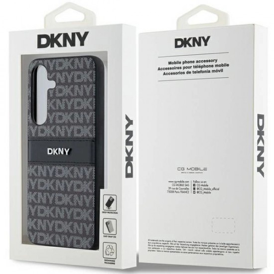 DKNY Leather Mono Stripe & Metal Logo case for Samsung Galaxy S24+ - black