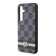 DKNY Leather Checkered Mono Pattern & Printed Stripes Case for Samsung Galaxy S24 - Black