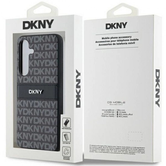 DKNY Leather Mono Stripe & Metal Logo case for Samsung Galaxy S24 - black