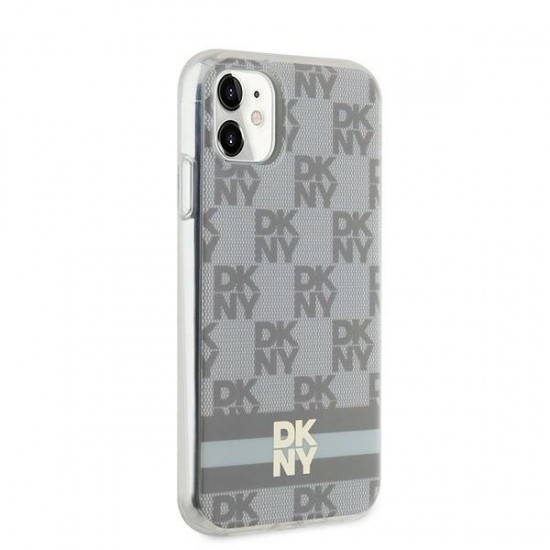 DKNY IML Checkered Mono Pattern & Printed Stripes MagSafe case for iPhone 11 / Xr - beige