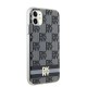 DKNY IML Checkered Mono Pattern & Printed Stripes MagSafe Case for iPhone 11 / Xr - Black