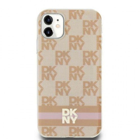 DKNY IML Checkered Mono Pattern & Printed Stripes MagSafe case for iPhone 11 / Xr - pink