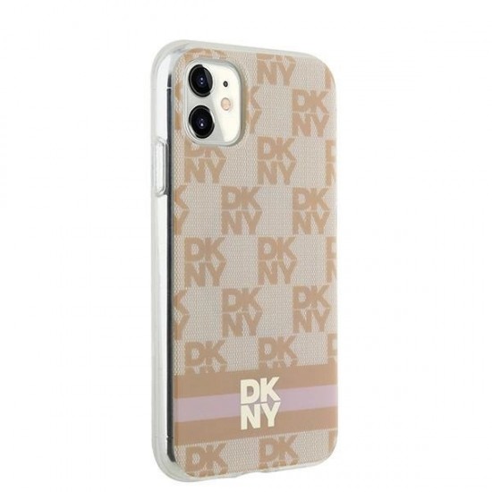 DKNY IML Checkered Mono Pattern & Printed Stripes MagSafe case for iPhone 11 / Xr - pink
