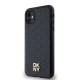 DKNY Leather Monogram Pattern Metal Logo MagSafe Case for iPhone 11 / Xr - Black