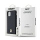 DKNY Leather Monogram Pattern Metal Logo MagSafe Case for iPhone 11 / Xr - Black