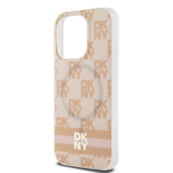 DKNY IML Checkered Mono Pattern & Printed Stripes MagSafe case for iPhone 13 Pro / 13 - pink