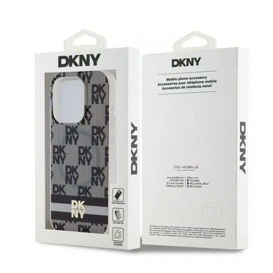 DKNY IML Checkered Mono Pattern & Printed Stripes MagSafe Case for iPhone 13 Pro Max - Black