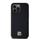 DKNY Leather Pattern Metal Logo MagSafe case for iPhone 13 Pro Max - black