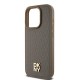 DKNY Leather Pattern Metal Logo MagSafe case for iPhone 14 Pro - brown