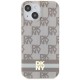 DKNY IML Checkered Mono Pattern & Printed Stripes MagSafe case for iPhone 15 / 14 / 13 - beige