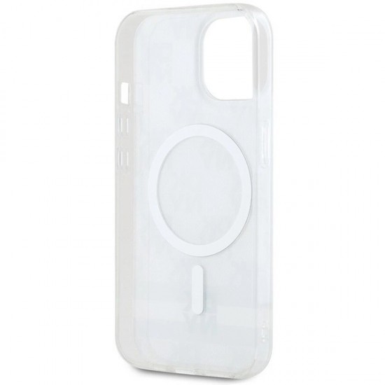 DKNY IML Checkered Mono Pattern & Printed Stripes MagSafe case for iPhone 15 / 14 / 13 - beige