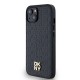 DKNY Leather Monogram Pattern Metal Logo MagSafe Case for iPhone 15/14/13 - Black