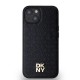 DKNY Leather Monogram Pattern Metal Logo MagSafe Case for iPhone 15/14/13 - Black