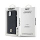 DKNY Leather Monogram Pattern Metal Logo MagSafe Case for iPhone 15/14/13 - Black