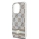DKNY IML Checkered Mono Pattern & Printed Stripes MagSafe case for iPhone 14 Pro Max - beige