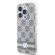 DKNY IML Checkered Mono Pattern & Printed Stripes MagSafe case for iPhone 15 Pro - beige
