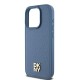 DKNY Leather Monogram Pattern Metal Logo MagSafe Case for iPhone 15 Pro - Blue