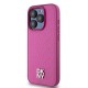 DKNY Leather Monogram Pattern Metal Logo MagSafe Case for iPhone 15 Pro - Pink