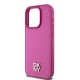 DKNY Leather Monogram Pattern Metal Logo MagSafe Case for iPhone 15 Pro - Pink