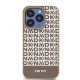 DKNY Leather Printed Pattern Metal Logo MagSafe Case for iPhone 15 Pro - Brown