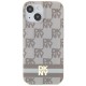 DKNY IML Checkered Mono Pattern & Printed Stripes MagSafe Case for iPhone 15 Plus / 14 Plus - Beige