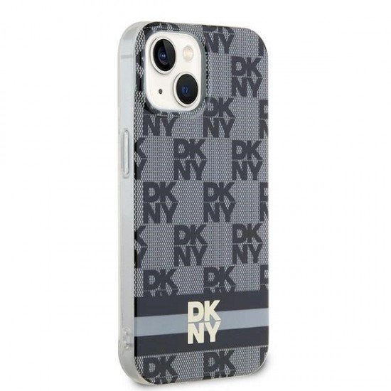 DKNY IML Checkered Mono Pattern & Printed Stripes MagSafe Case for iPhone 15 Plus / 14 Plus - Black
