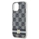 DKNY IML Checkered Mono Pattern & Printed Stripes MagSafe Case for iPhone 15 Plus / 14 Plus - Black