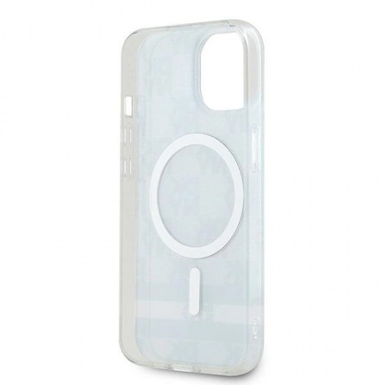 DKNY IML Checkered Mono Pattern & Printed Stripes MagSafe Case for iPhone 15 Plus / 14 Plus - Black