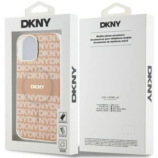 DKNY IML Mono & Stripe MagSafe Case for iPhone 15 Plus / 14 Plus - Pink