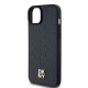 DKNY Leather Monogram Pattern Metal Logo MagSafe Case for iPhone 15 Plus / 14 Plus - Black