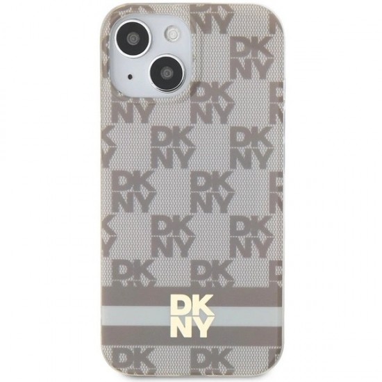 DKNY IML Checkered Mono Pattern & Printed Stripes MagSafe case for iPhone 15 / 14 / 13 - beige